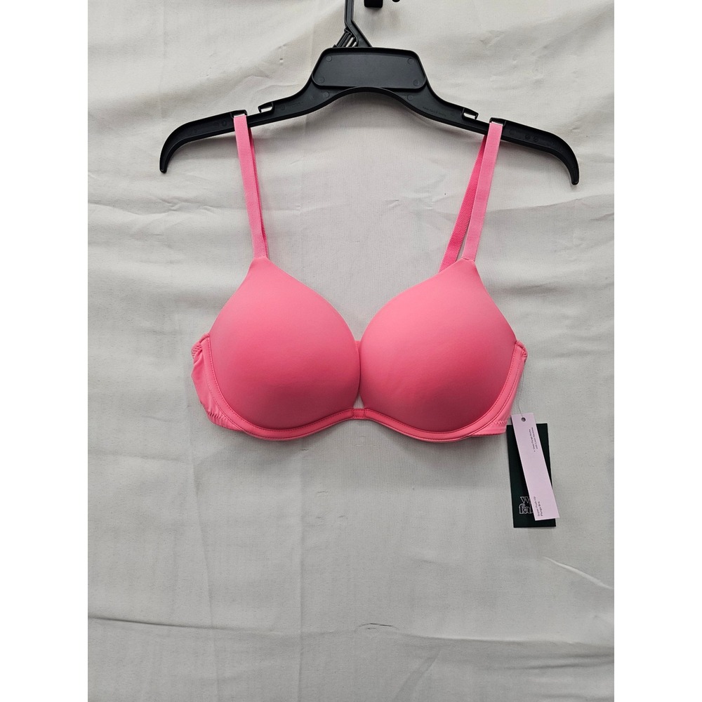 Auden Womens Super Push-Up Plunge Bra Pink Nylon Blend Casual Size 34D